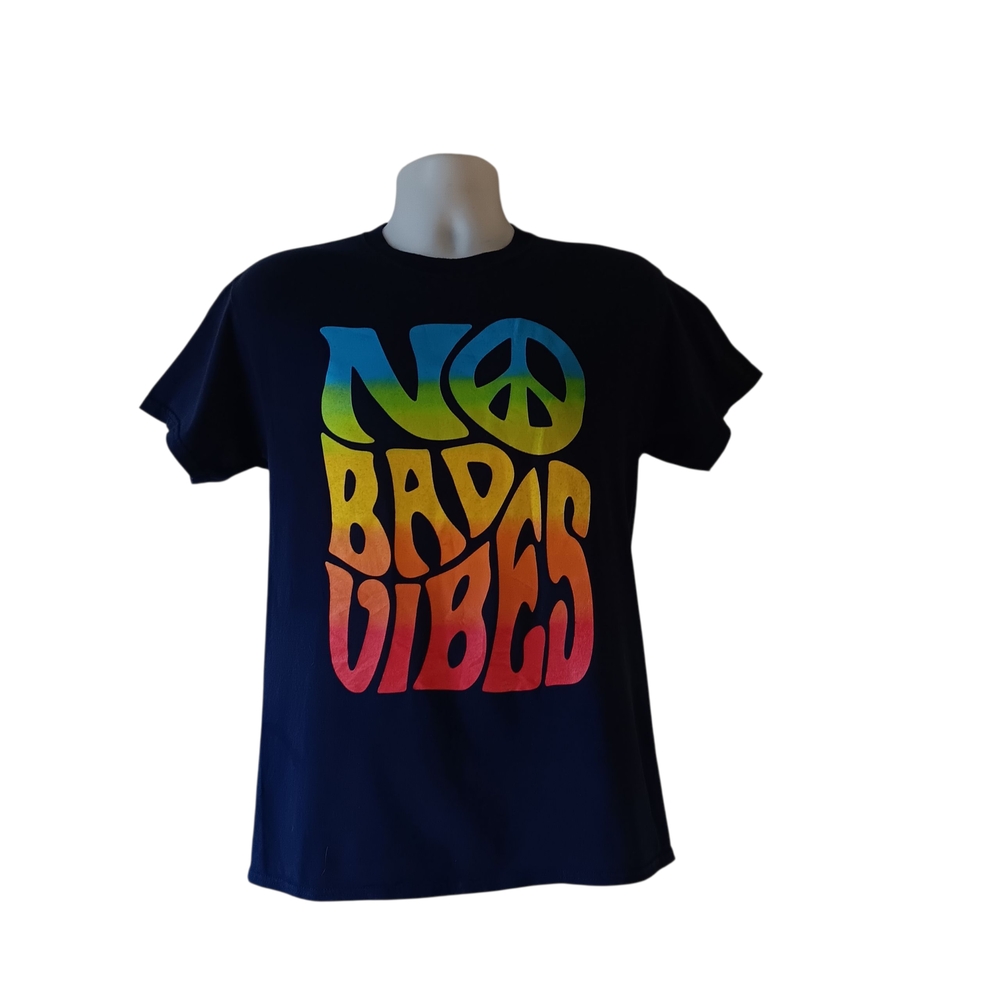 No Bad Vibes men's navy blue short-sleeve graphic t-shirt size M
